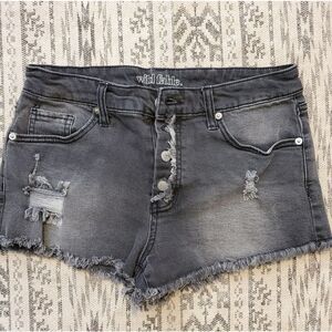TARGET WILD FABLE High Rise gray short shorts frayed size 8 stretch